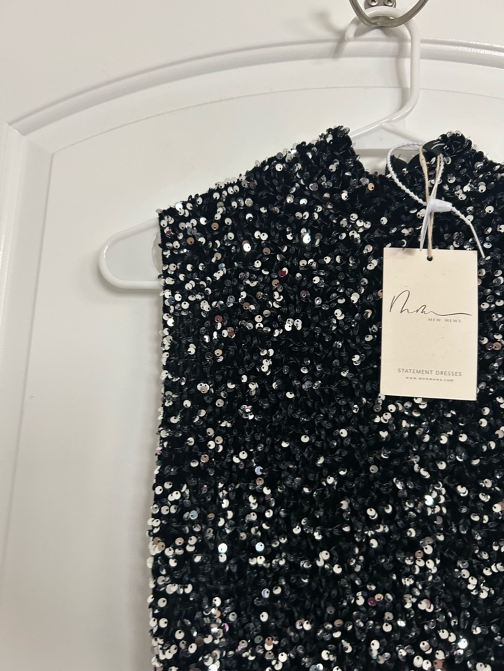 Mew Mews Sequin Sparkling Sleeveless Mini Dress Size M NWT Chic Wedding 90s Glam - Picture 6 of 14